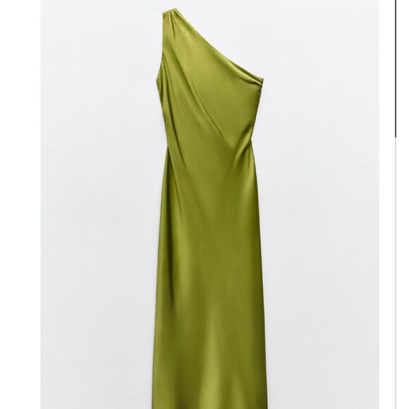 ZARA - Satin Effect Asymmetric Dress - Picture 2 of 6
